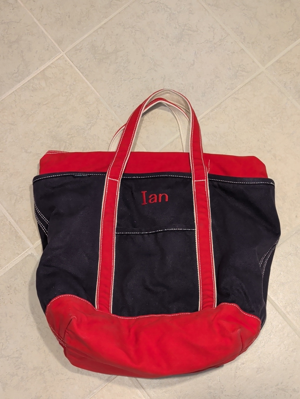 Lands Ends Monogramed Ian Large Tote Bag